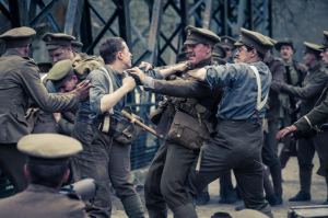Picture Shows: A fight breaks out amongst British soldiers before battle begins