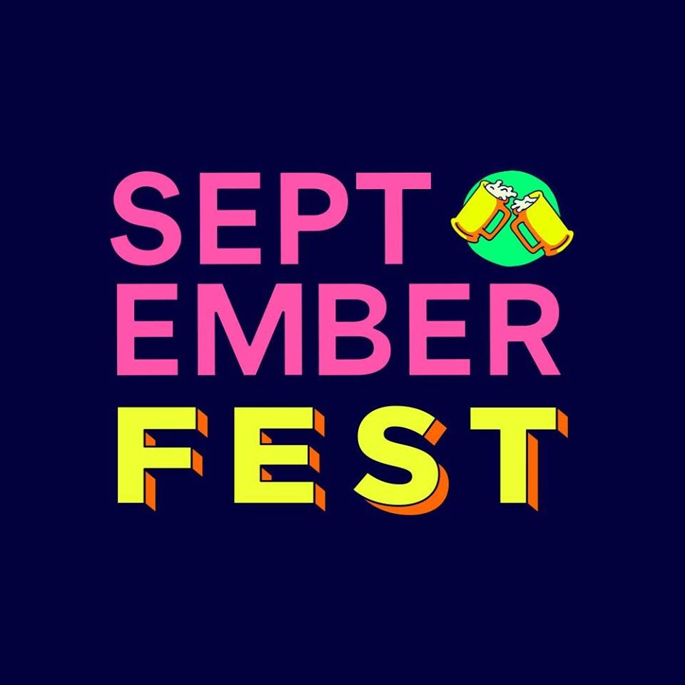 logo de festival color azul letras en rosa y amarilo